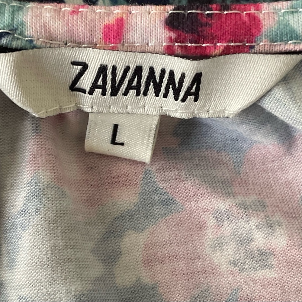 ZAVANNA Floral Women's Top Blue Red Pink White Spring Summer, Large - Picture 10 of 15